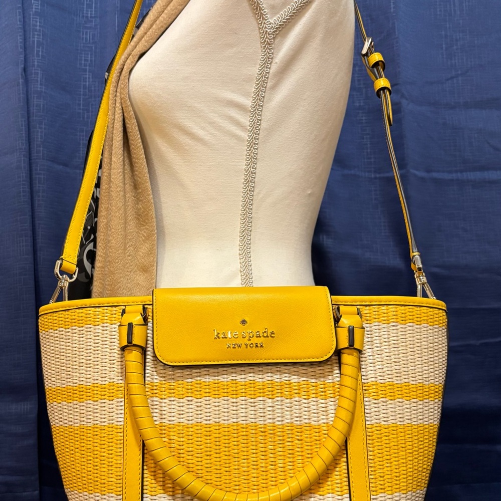 Kate Spade New York Cruise Medium Striped Straw Tote - Picture 8 of 8
